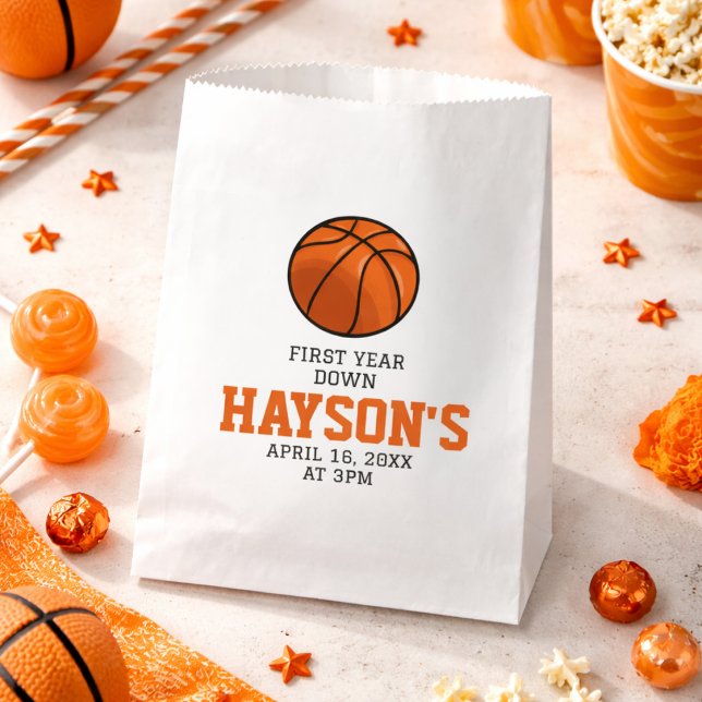 Basketball Erstes Jahr ab 1. Geburtstag Geschenktütchen (Basketball First Year Down 1st Birthday Favor Bag)