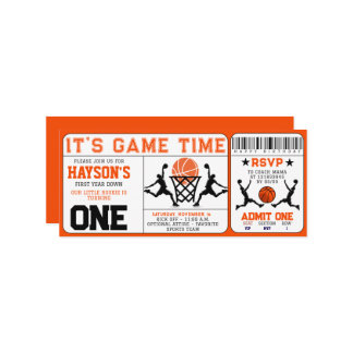 Basketball Erstes Jahr Abfahrt Ticket 1 Geburtstag Einladung