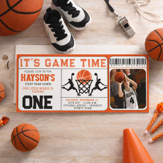 Basketball Erstes Jahr Abfahrt Ticket 1 Geburtstag Einladung