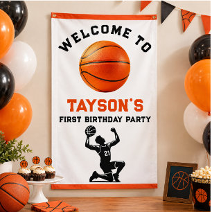 Basketball Erstes Jahr Down 1. Geburtstag  Banner