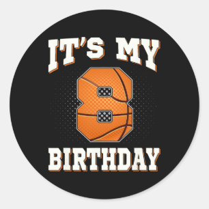 Basketball Es ist mein 8. Geburtstag 8 Jahre alter Runder Aufkleber