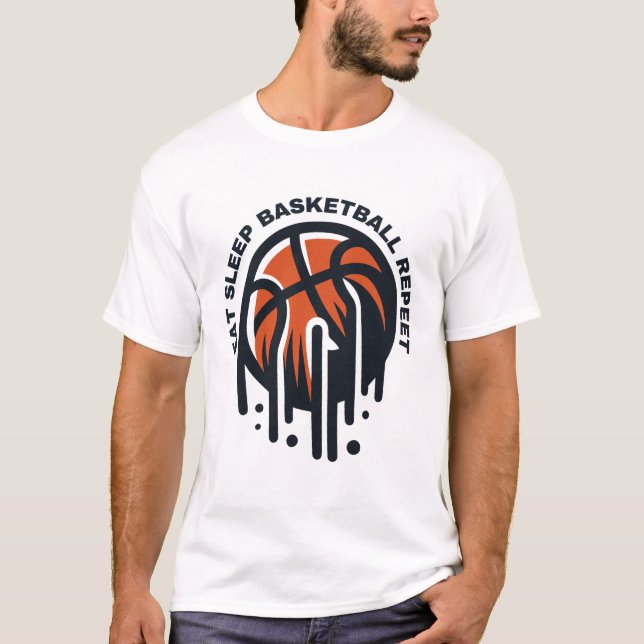 Basketball essen wiederholen T-Shirt (Vorderseite)
