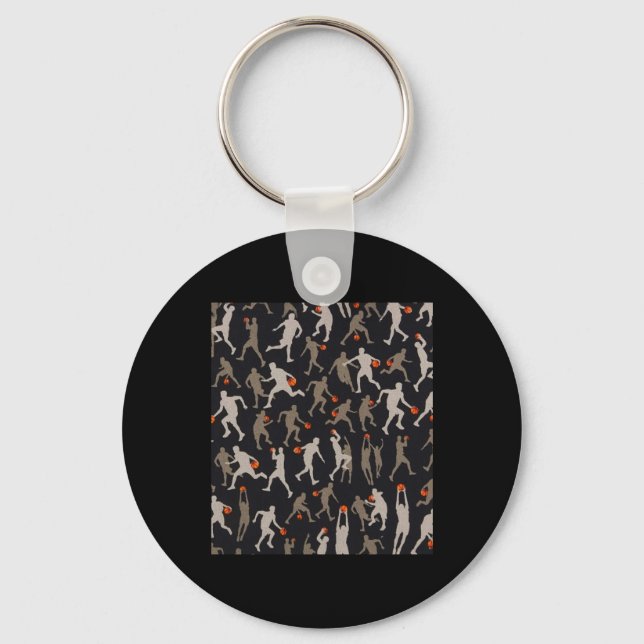 Basketball-Fabric Schwarze Muster Schlüsselanhänger (Vorderseite)