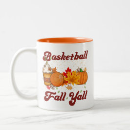 Basketball Fall Kaffee Pumpkin Fall Y'all Funny Zweifarbige Tasse
