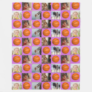 Basketball Family Collage Foto Muster Lila Fleecedecke