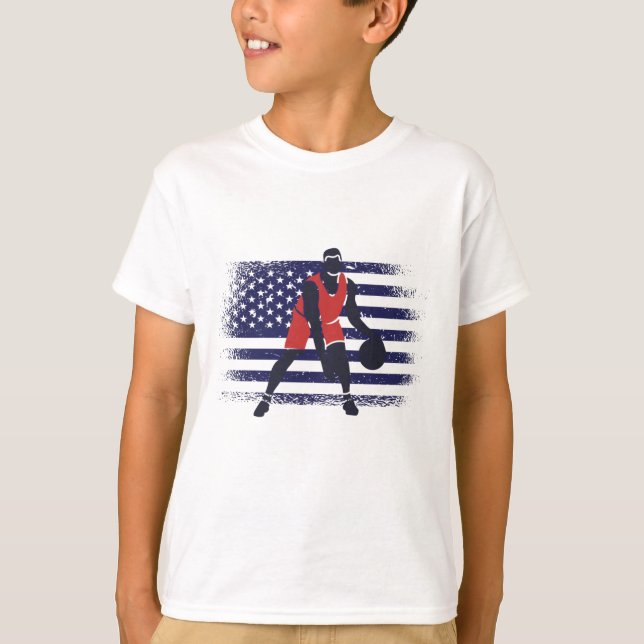 Basketball Fan Jersey USA Flag T-Shirt (Vorderseite)