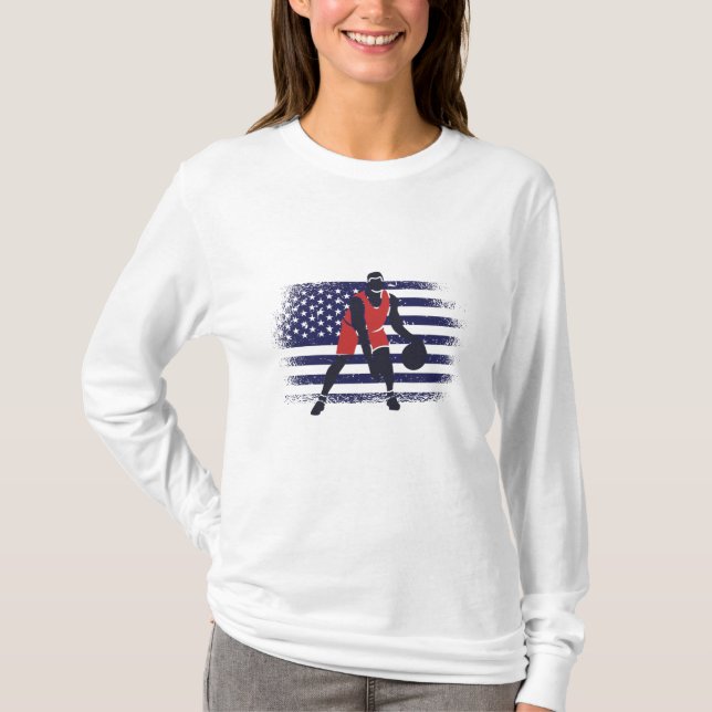 Basketball Fan Jersey USA Flag T-Shirt (Vorderseite)
