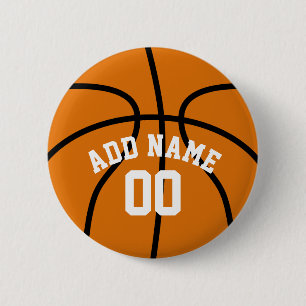 Basketball-Fan mit Name-Zahl Button