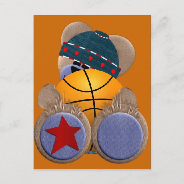 Basketball-Fanbär Postkarte (Vorderseite)