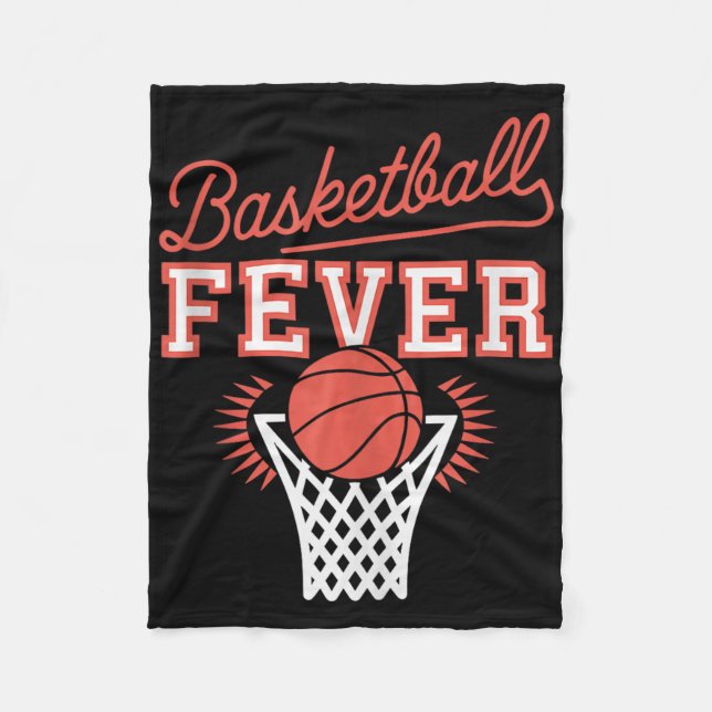 Basketball Fieber Cursive Red Hoop Motion Sports B Fleecedecke (Vorderseite)
