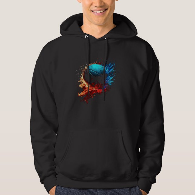 Basketball Flames Basketball Player Retro Basketba Hoodie (Vorderseite)