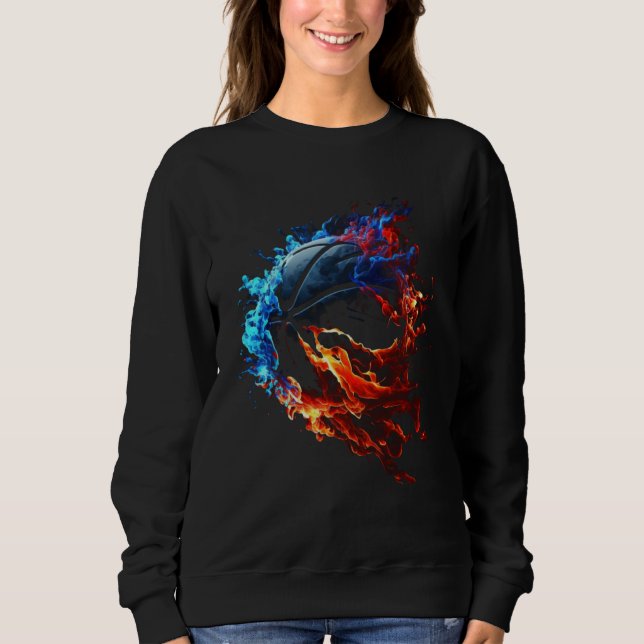 Basketball Flames Basketball Player Retro Basketba Sweatshirt (Vorderseite)