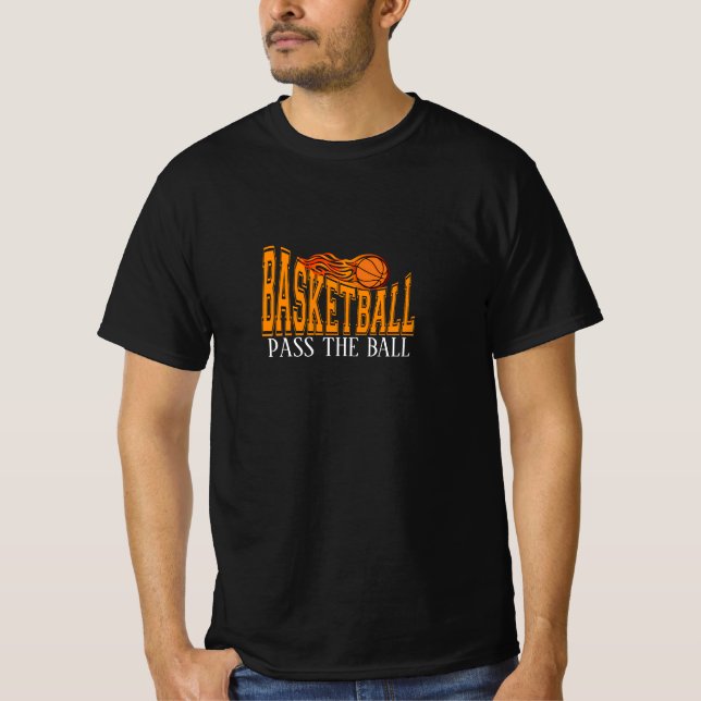 Basketball– Flaming Ball Typography T-Shirt (Vorderseite)