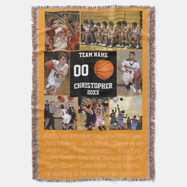 Basketball Foto Collage Fleece Decke (Vorderseite Vertikal)