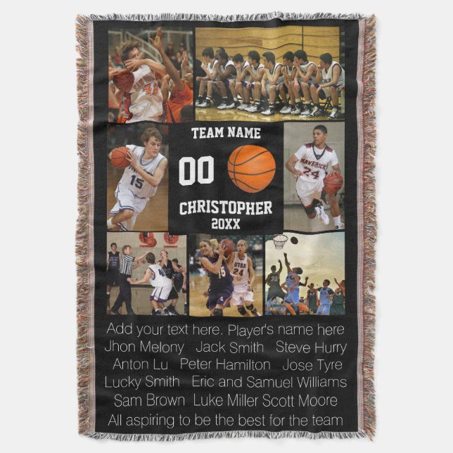 Basketball Foto Collage Fleece Decke (Vorderseite Vertikal)