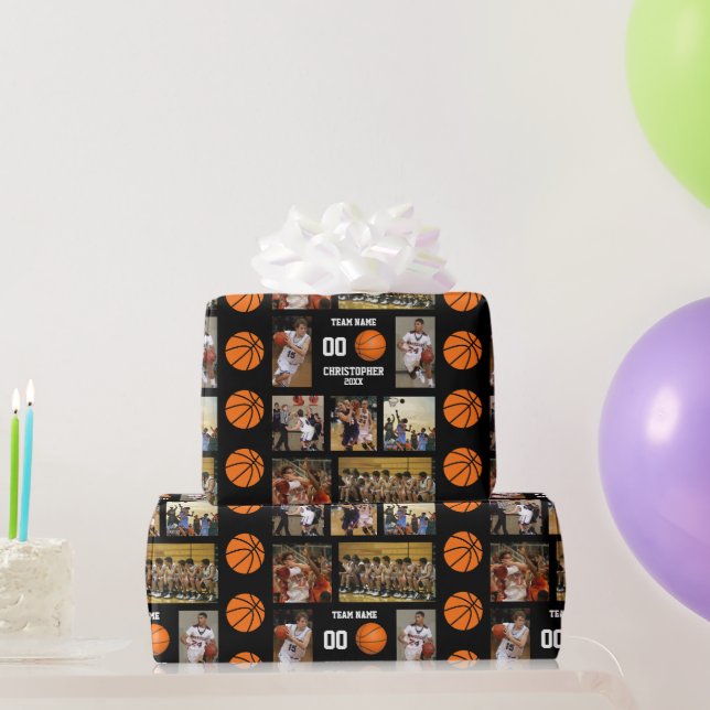 Basketball Foto Collage Fleece Decke Geschenkpapier (Partygeschenke)