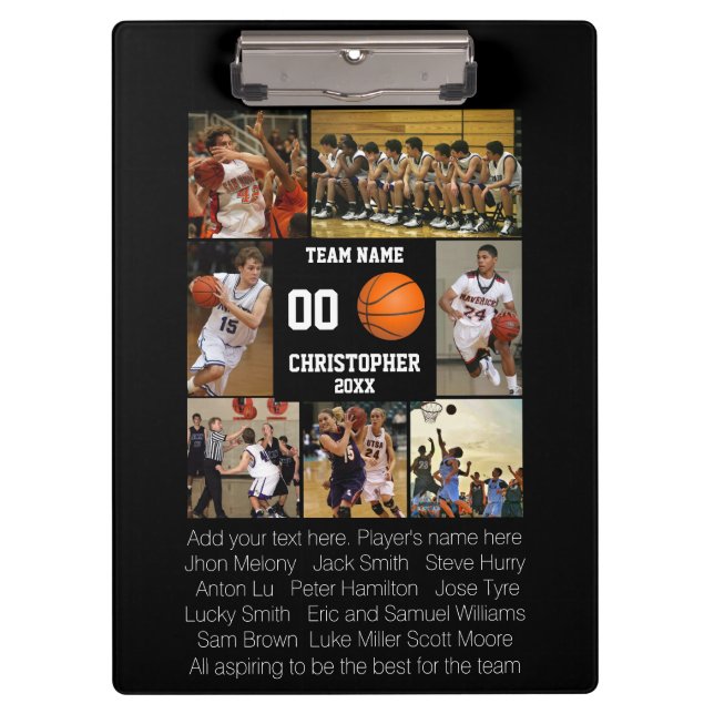 Basketball Foto Collage Fleece Decke Klemmbrett (Vorderseite)