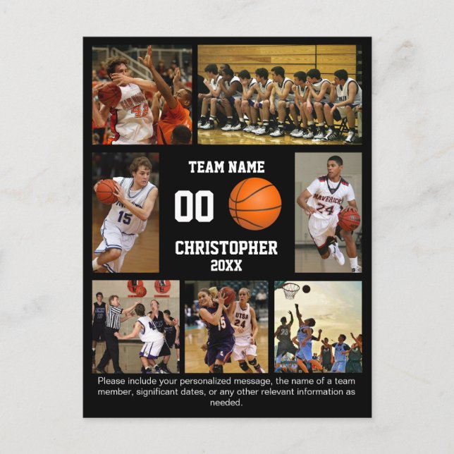 Basketball Foto Collage Fleece Decke Postkarte (Vorderseite)