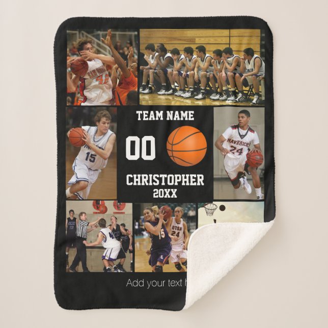 Basketball Foto Collage Fleece Decke Sherpadecke (Vorderseite)