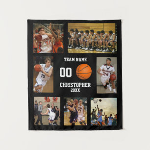 Basketball Foto Collage Fleece Decke Wandteppich
