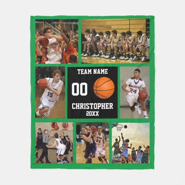 Basketball Foto Collage Fleece Grüne Decke (Vorderseite)