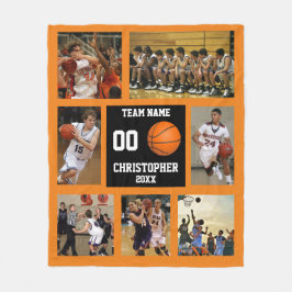 Basketball Foto Collage Orange Fleece Decke