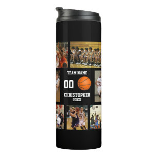Basketball Foto Collage Orange Thermosbecher