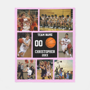 Basketball-Foto-Collage Rosa Fleecedecke