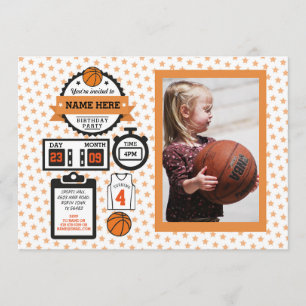 Basketball-Foto-Geburtstags-Basketball-Sport-Party Einladung