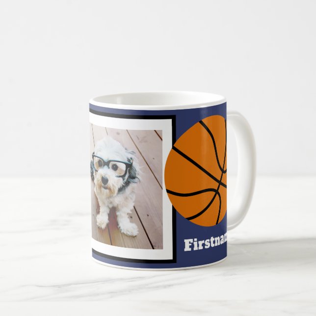 Basketball Foto Name hinzufügen - Farbe bearbeiten Kaffeetasse (VorderseiteRechts)