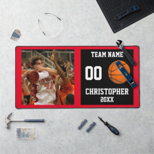 Basketball Foto Roter Mannschaftsname Schreibtischunterlage