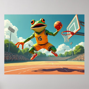 Basketball Frog mattes Werteposter Poster