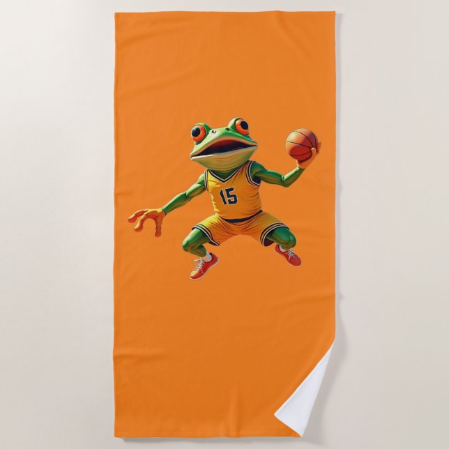 Basketball Frog orange beach towel Strandtuch (Vorderseite)