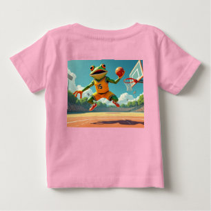 Basketball Frog Vollbild Baby rosa Hemd Rücken T-shirt