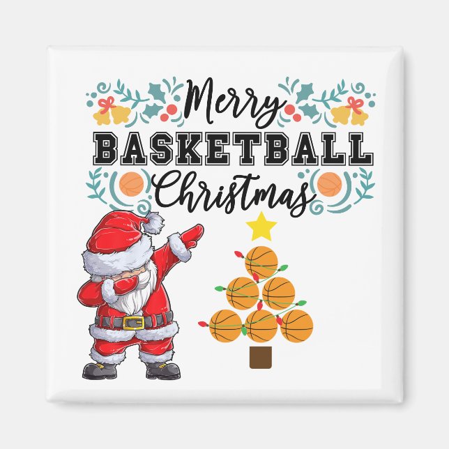 Basketball Frohe Weihnachten mit dem Weihnachtsman Magnet (Vorne)