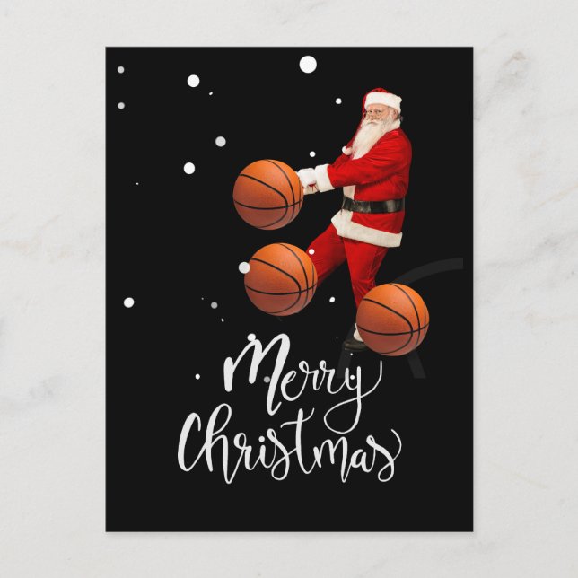 Basketball Frohe Weihnachten mit dem Weihnachtsman Postkarte (Vorderseite)
