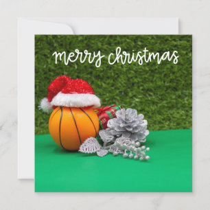 Basketball Frohe Weihnachten mit Weihnachtsmann Ha Karte