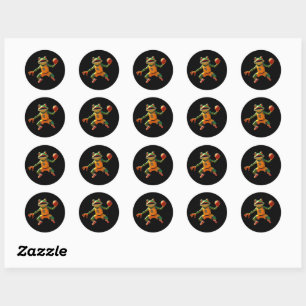 Basketball Frosch kleine runde schwarze Aufkleber