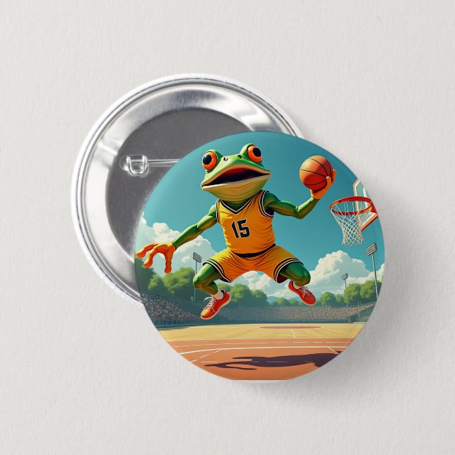 Basketball Frosch Knopf Button (Vorne & Hinten)