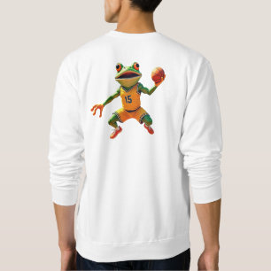 Basketball Frosch Männer weißes Sweatshirt zurück