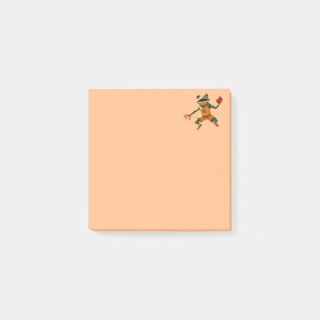 Basketball Frosch orange Notenpolster Post-it Klebezettel (Vorderseite)