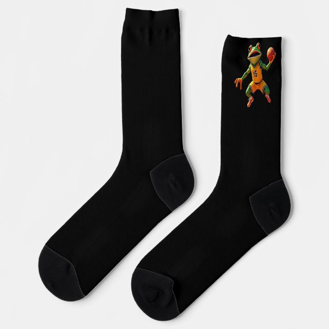 Basketball Frosch schwarze Premiumsocken Socken (Linkes Detail)