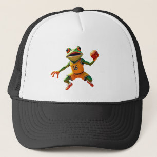 Basketball Frosch schwarze und weiße Trucker-Mütze Truckerkappe