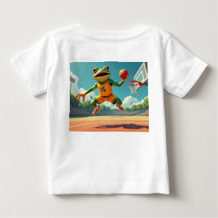 Basketball Frosch Vollbild Baby weißes Hemd Rücken T-shirt