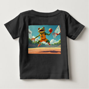 Basketball Frosch volle Szene Baby schwarzes Hemd T-shirt