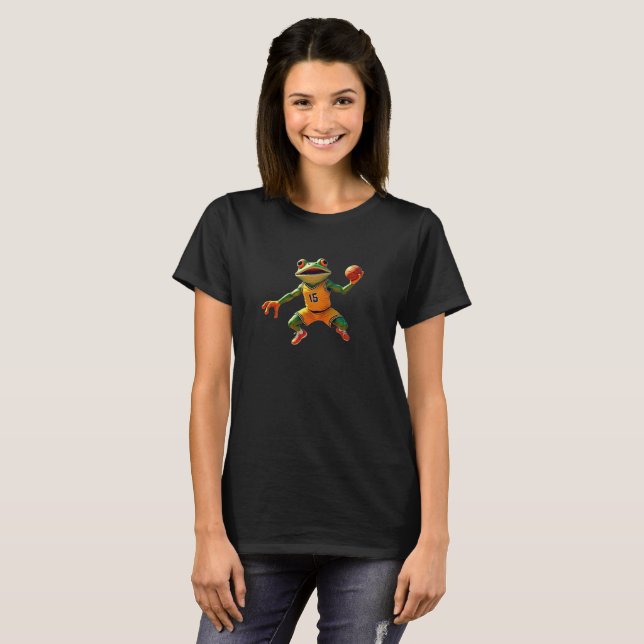 Basketball Froschfrauen Schwarzer T - Shirt (Vorne ganz)