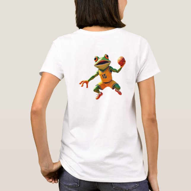 Basketball Froschfrauen Weißer T - Shirt zurück (Rückseite)