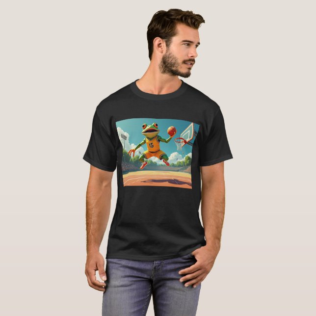 Basketball Froschmänner Schwarzer T - Shirt (Vorne ganz)