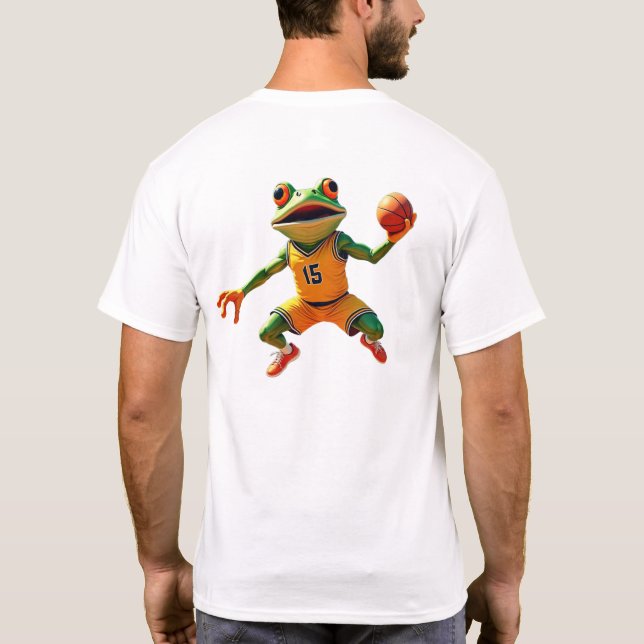 Basketball Froschmänner Weiße T - Shirt zurück (Rückseite)