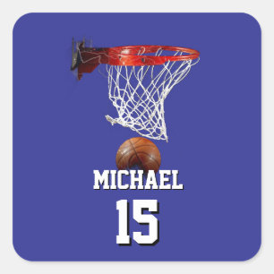 Basketball Fügen Sie Ihren Namen und Ihre Nummer P Quadratischer Aufkleber